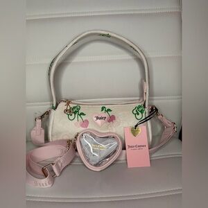 NWT VIRAL Juicy Couture Retro Juicy Cherry Pink & Cream Shoulder Bag